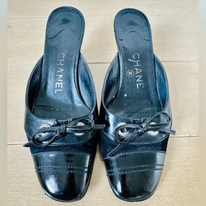 CHANEL Black Mule Heels, Size 35